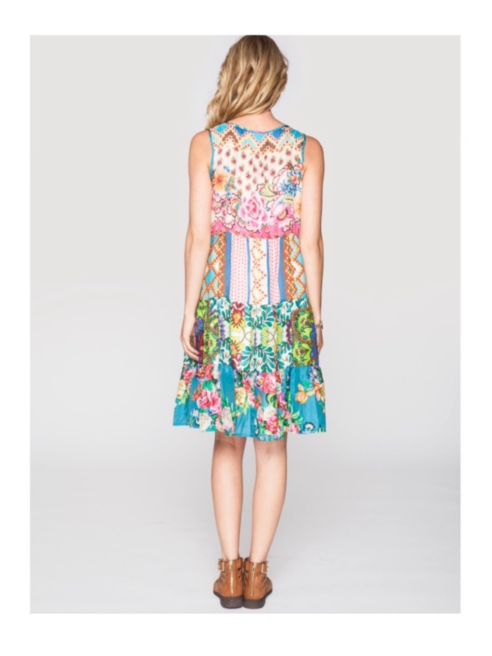 Johnny Was Sunshine Silk Embroidered Floral Dress Size S - Picture 2 of 15